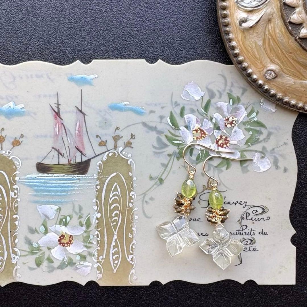 《1点限定》グリーンアメジスト&ペリドット＊ピアスorイヤリング