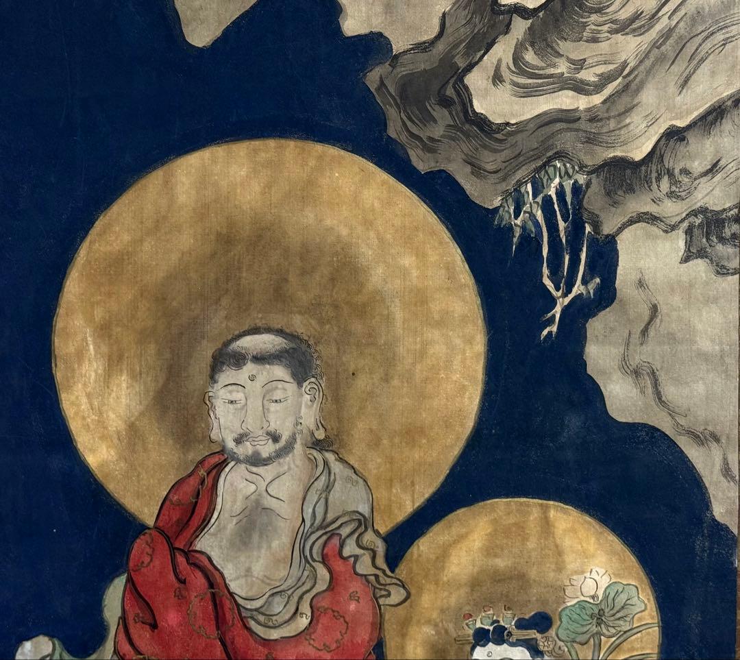 仏画 達磨 絹本肉筆 仏教美術 掛軸 送料込み250618 - メルカリ