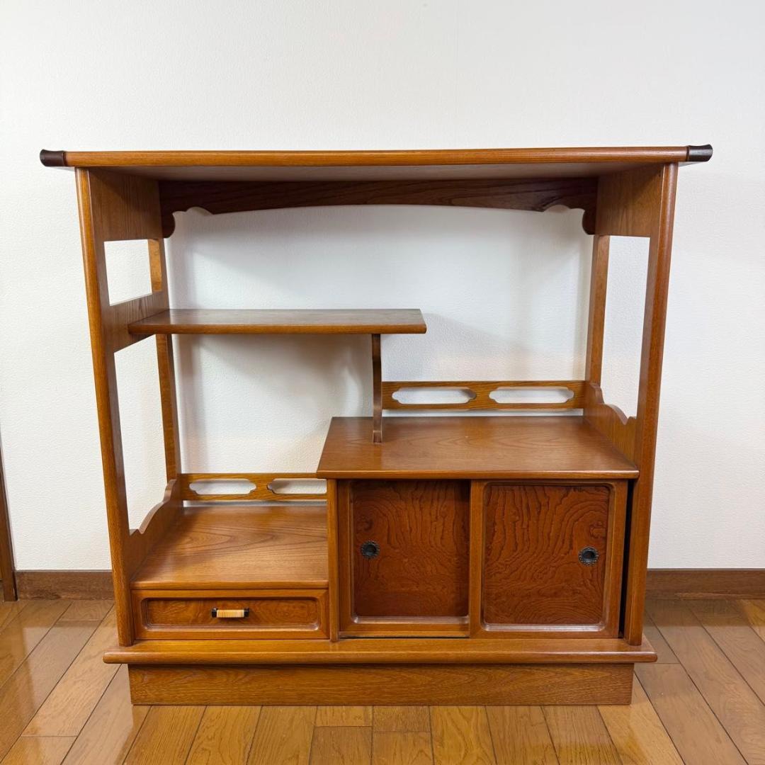 【美品】欅材 煎茶棚 茶箪笥 和家具 唐木 アンティーク　 915-1