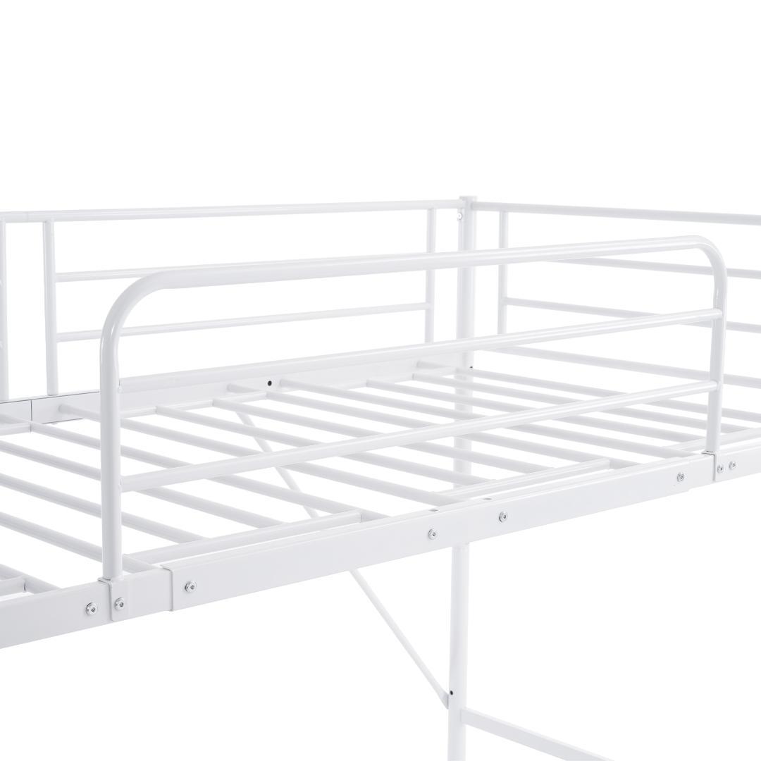 ロフトベッド　シングルサイズ　デスク付き　スチール製　北欧風　WHITE