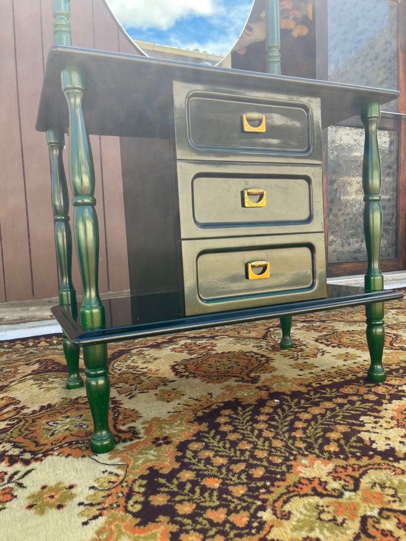 ドレッサー 鏡台 緑 昭和レトロ 当時物 アンティーク ビンテージ インテリア