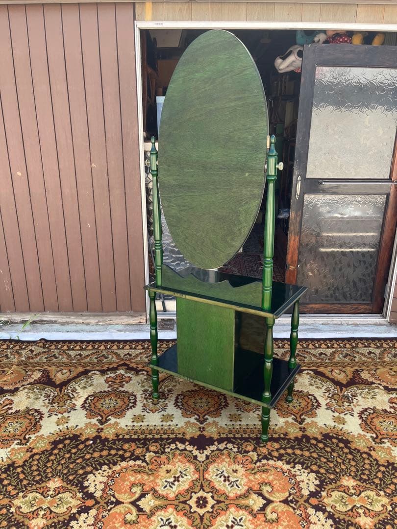 ドレッサー 鏡台 緑 昭和レトロ 当時物 アンティーク ビンテージ インテリア