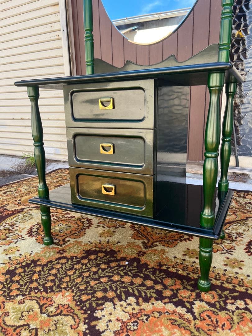 ドレッサー 鏡台 緑 昭和レトロ 当時物 アンティーク ビンテージ インテリア