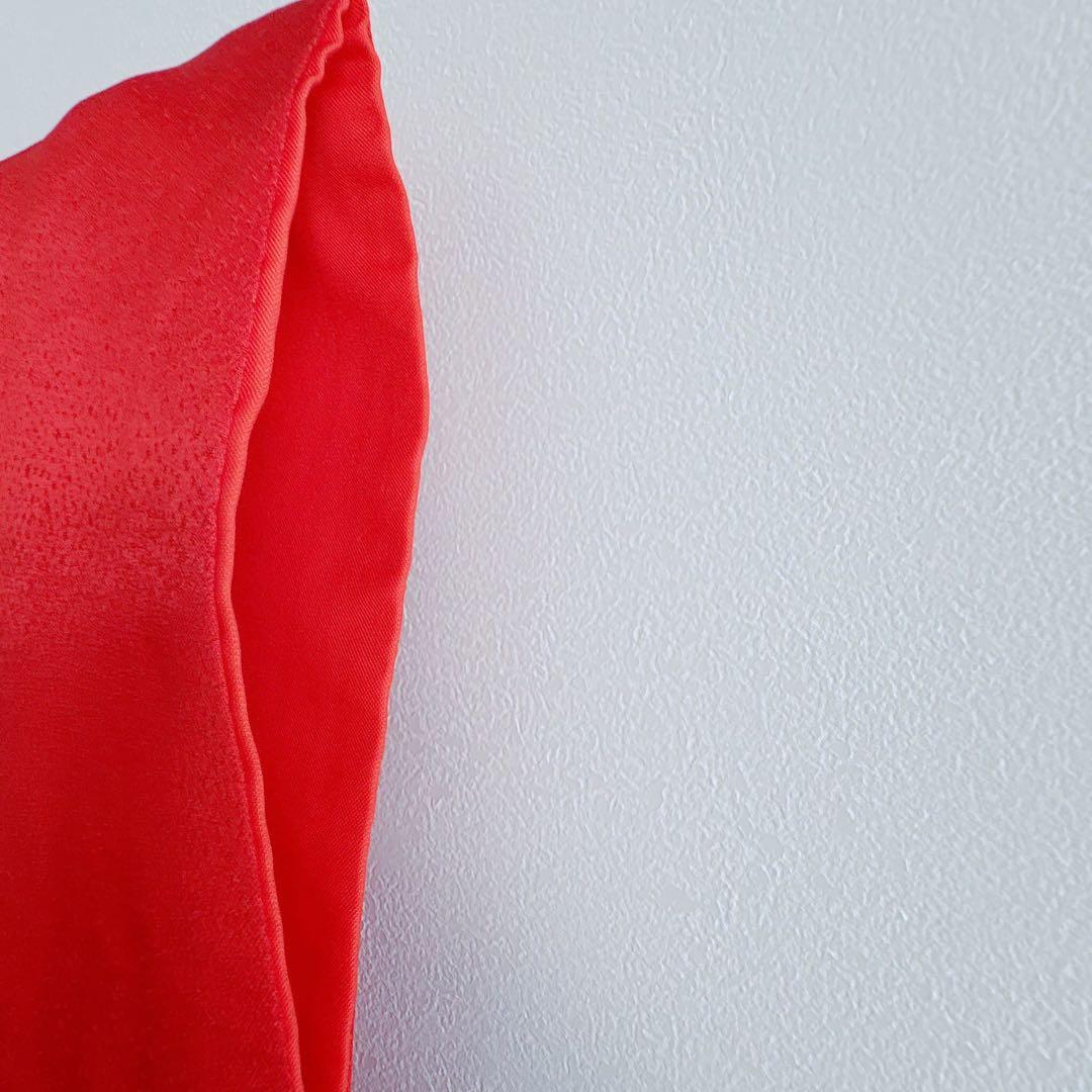 セット　七五三　７歳女の子　赤地　蝶牡丹　黒地袋帯亀甲鶴　袖なし長襦袢7099