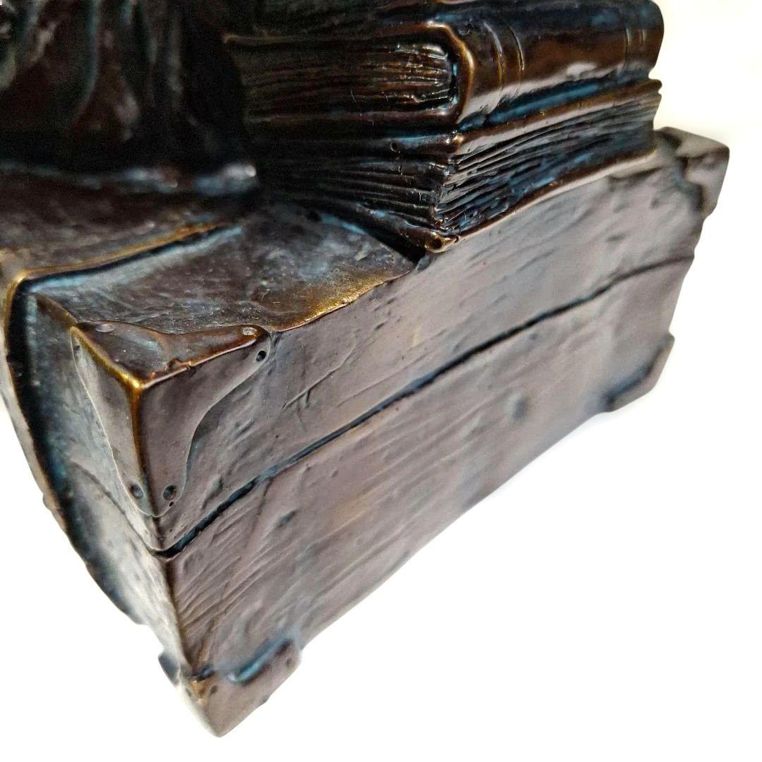 置物　ブロンズ像　本を読む少年　インテリア　アンティーク　オブジェ　　希少