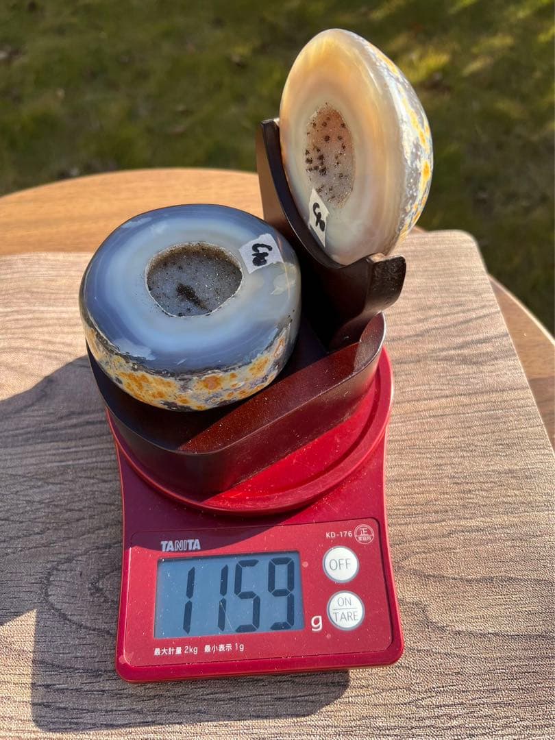 C10トレジャーメノウ 台付き 瑪瑙 風水 聚宝盆アゲート