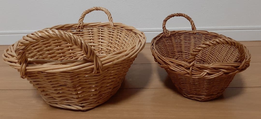 無印良品 ステンレスワイヤーバスケット　ラタン　藤　バスケット カゴ 収納雑貨