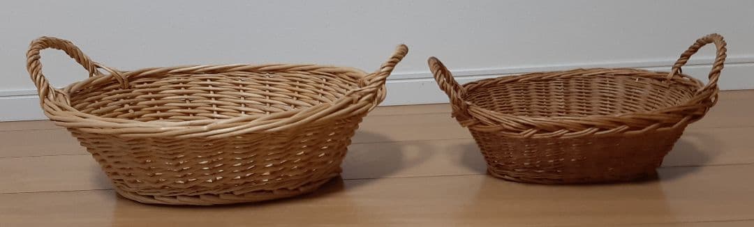 無印良品 ステンレスワイヤーバスケット　ラタン　藤　バスケット カゴ 収納雑貨