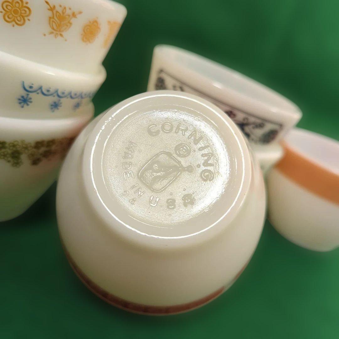 パイレックス コーニング ミルクガラス カスタードカップ 7個セット 1