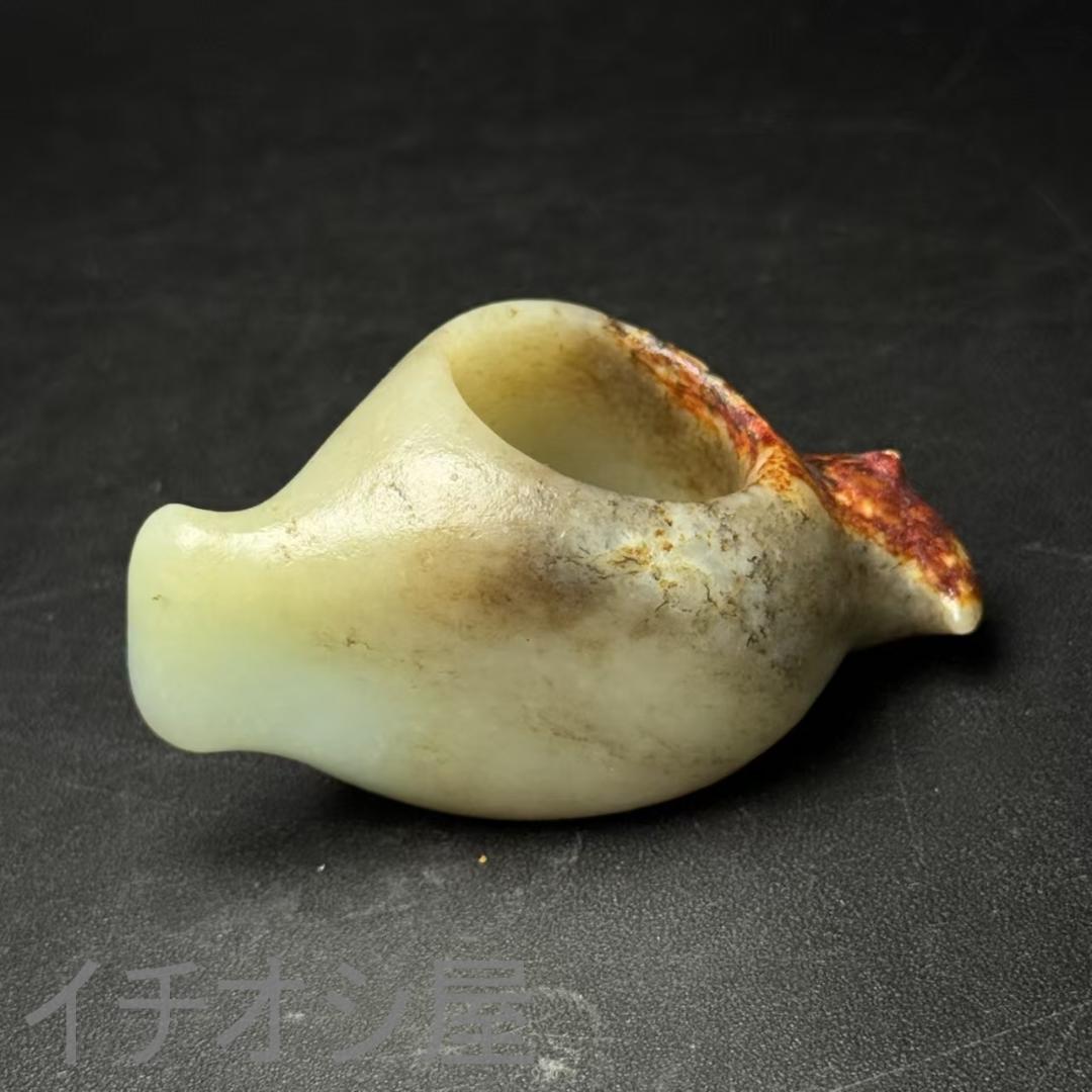 中国古美術【和田古玉 リング】神鳥彫刻 吉祥文様 裝身具 羊脂玉 天然石 細工