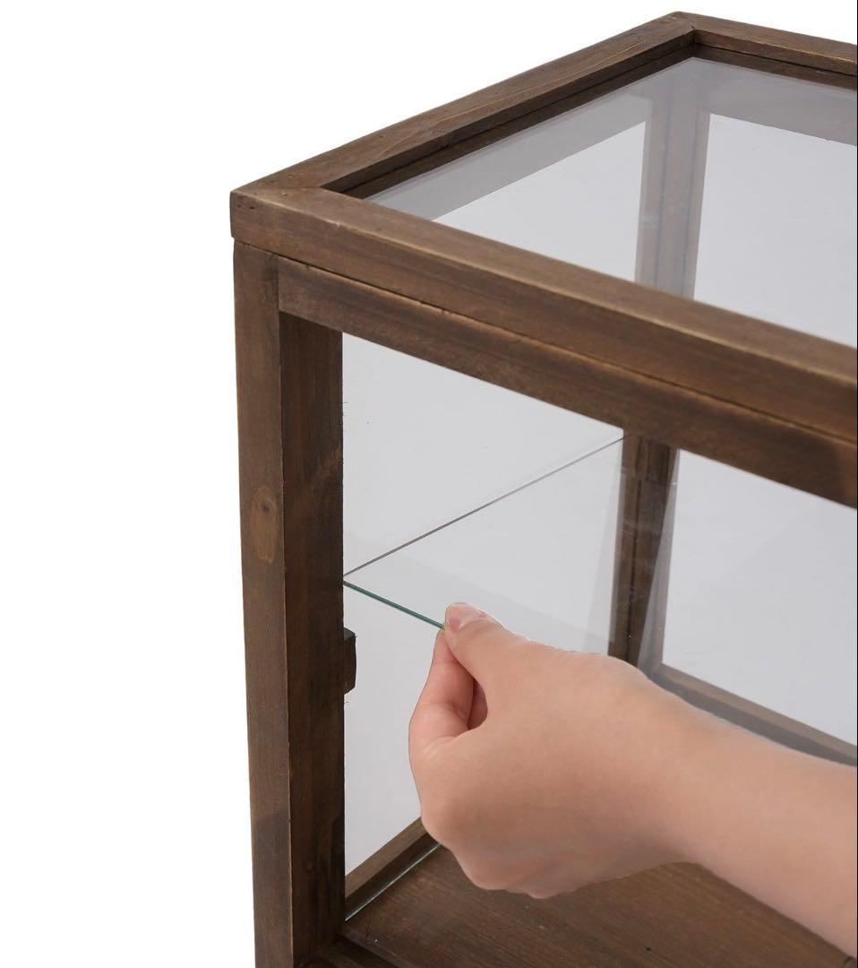 昭和　レトロ　ガラスケース　キャビネット　引き戸棚　ショーケース　卓上　ウッド