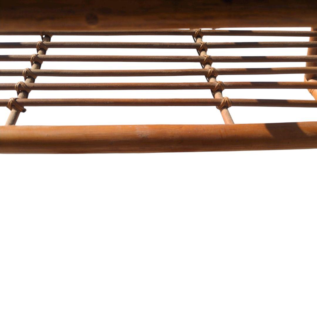 【ヴィンテージ】 ラタン 籐 ガラス テーブル 昭和レトロ