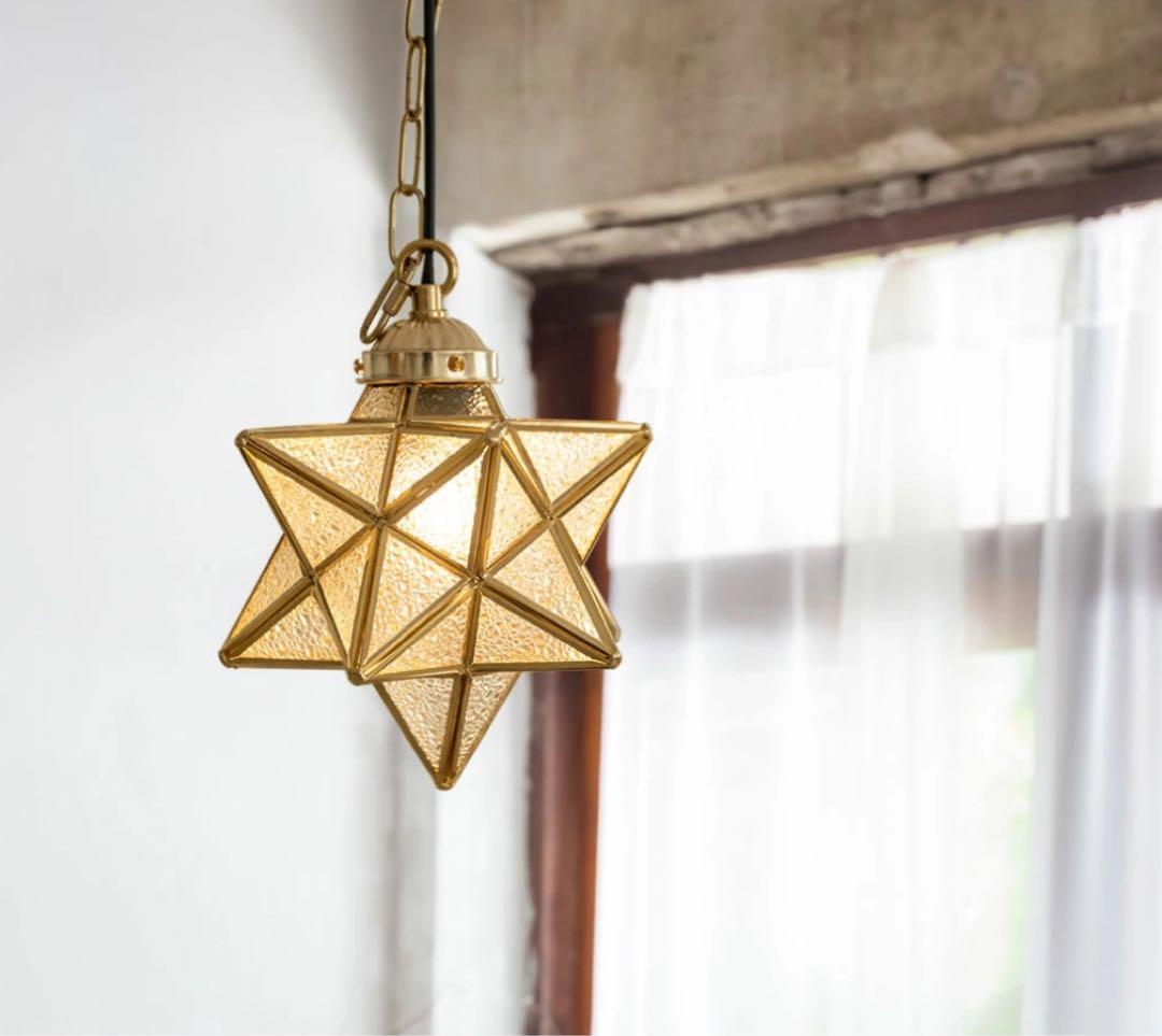 【ペンダントライト】 シーリング シェードランプ ガラス 北欧 星 電球 照明