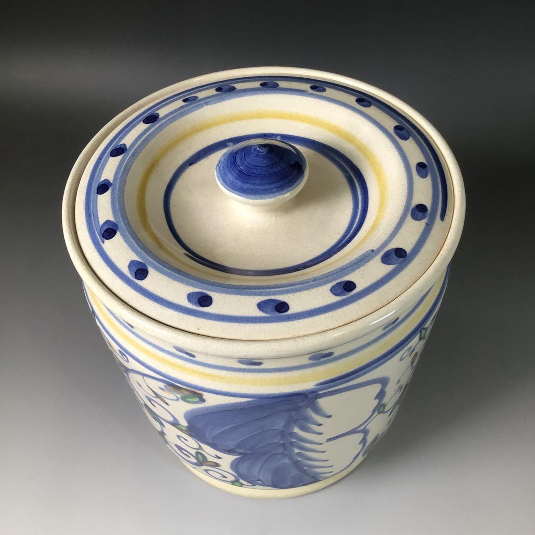 R830 水指 『高台寺窯 森里陶楽造』『紅毛写』『一重口水指』 共箱