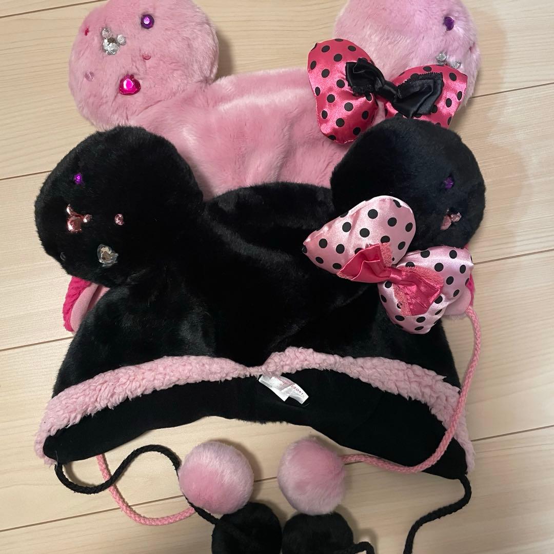 ミニー ファンキャップ ディズニー 黒 ピンク セット - メルカリ