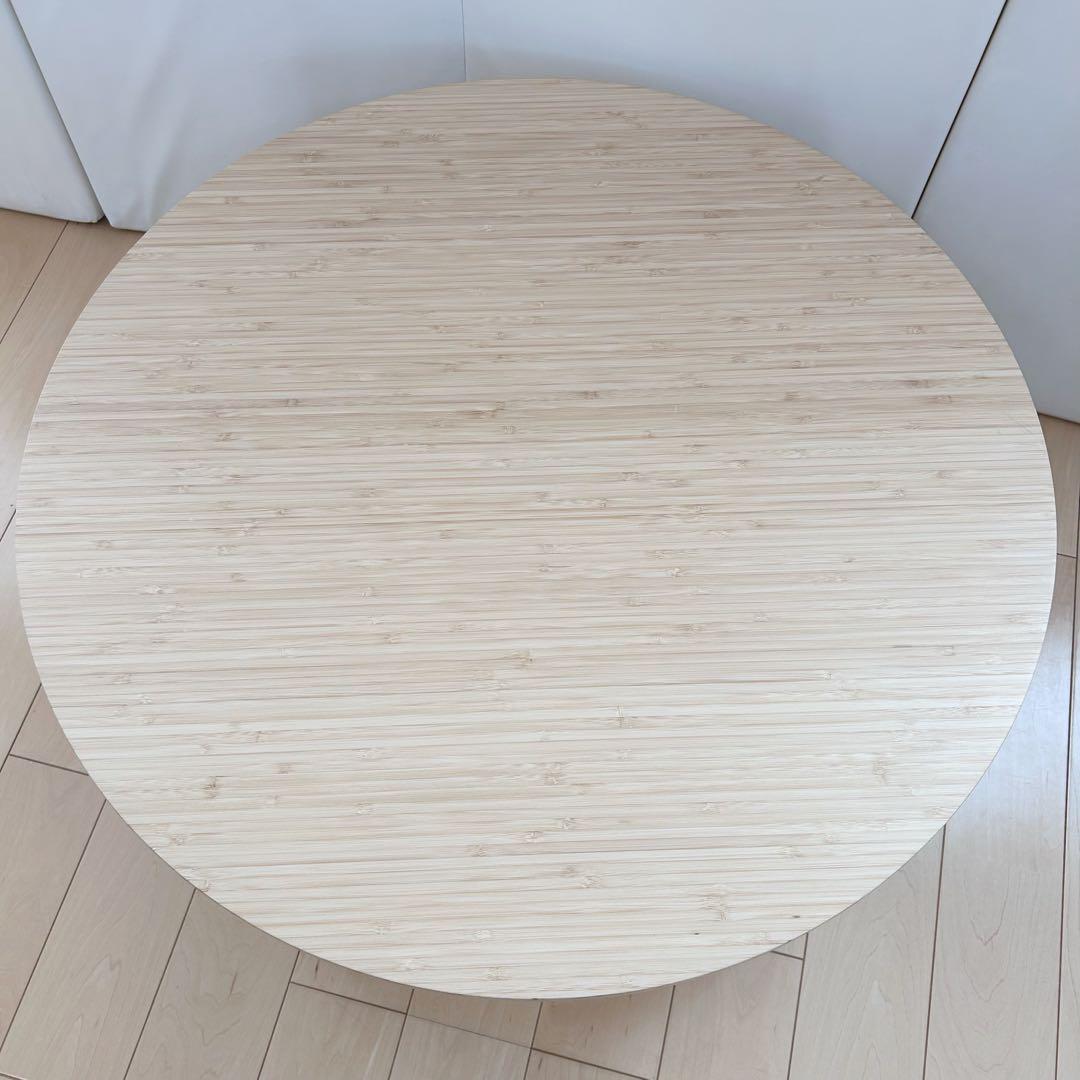 IKEA　MOXBOD コーヒーテーブル　竹　ラウンドテーブル　折りたたみ　丸