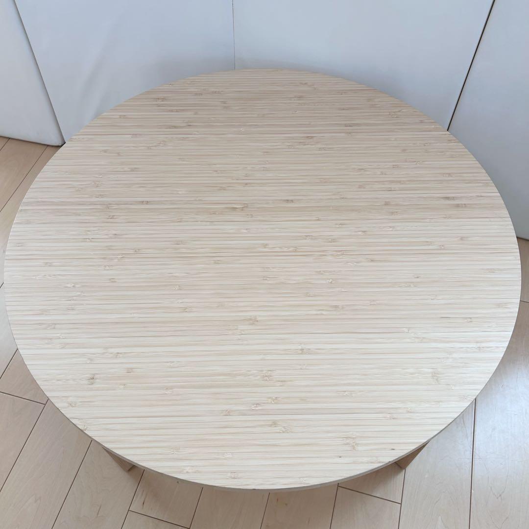 IKEA　MOXBOD コーヒーテーブル　竹　ラウンドテーブル　折りたたみ　丸
