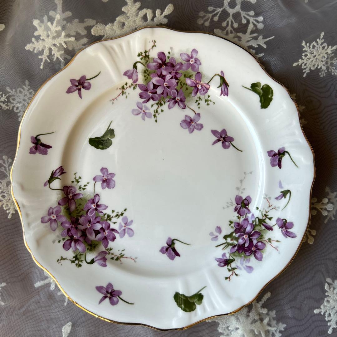 イギリスアンティーク　ハマースレイ　バイオレットケーキプレート　3枚セット