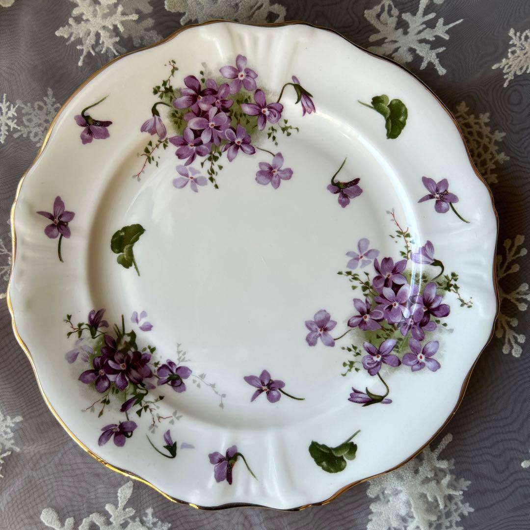 イギリスアンティーク　ハマースレイ　バイオレットケーキプレート　3枚セット