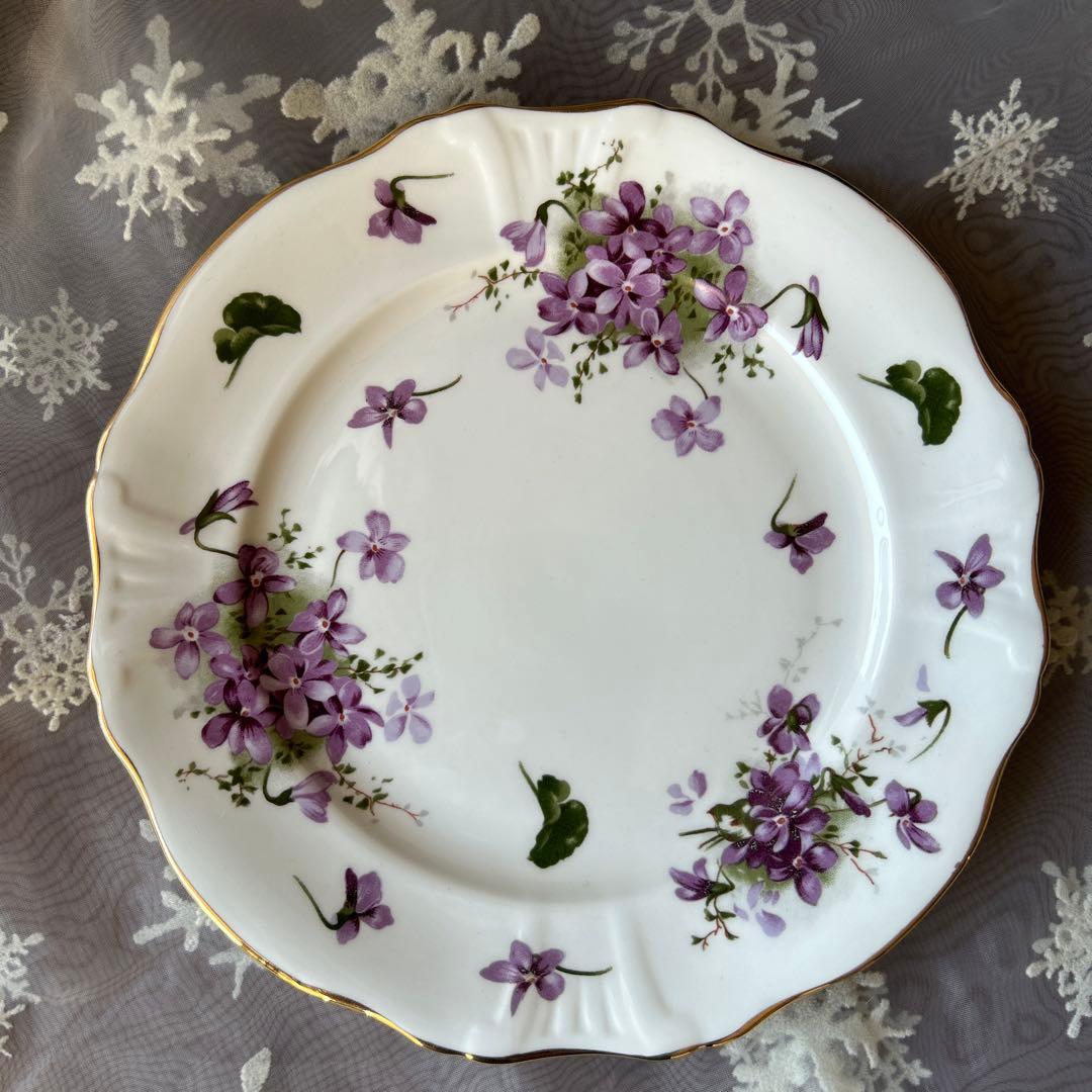 イギリスアンティーク　ハマースレイ　バイオレットケーキプレート　3枚セット
