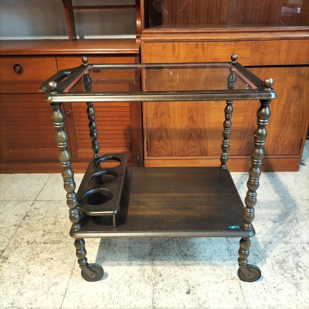 M♦希少 送料込 Najico社製　ヴィンテージ キャスター付きトロリーテーブル