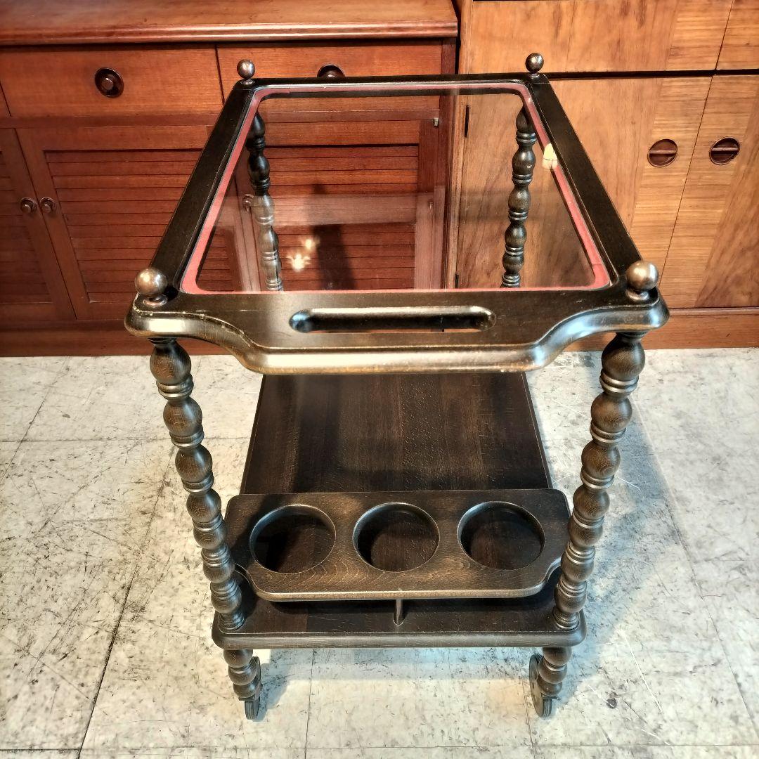 M♦希少 送料込 Najico社製　ヴィンテージ キャスター付きトロリーテーブル