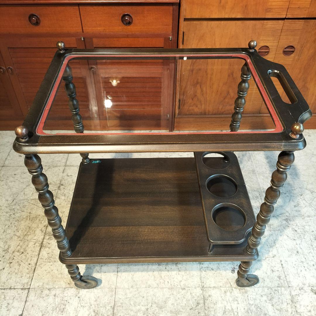 M♦希少 送料込 Najico社製　ヴィンテージ キャスター付きトロリーテーブル