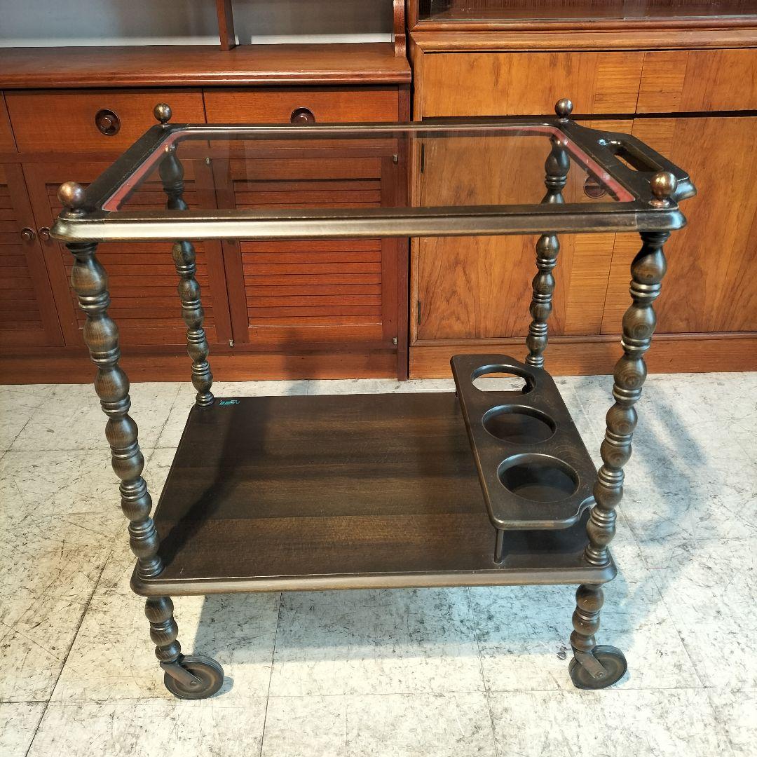 M♦希少 送料込 Najico社製　ヴィンテージ キャスター付きトロリーテーブル