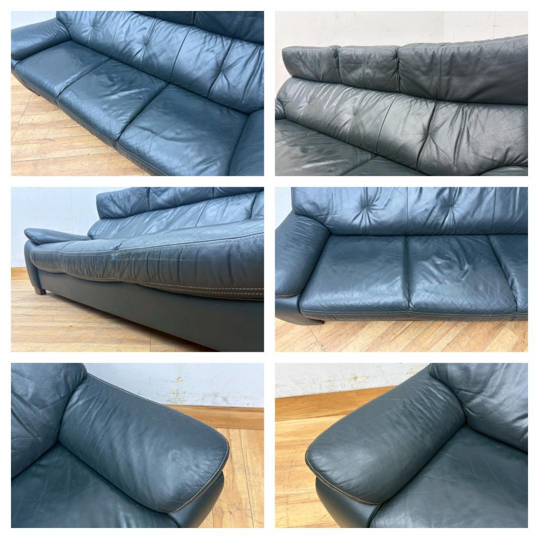 T8093☆カリモクkarimoku☆本革☆レザー☆3人掛けソファ☆3PSOFA