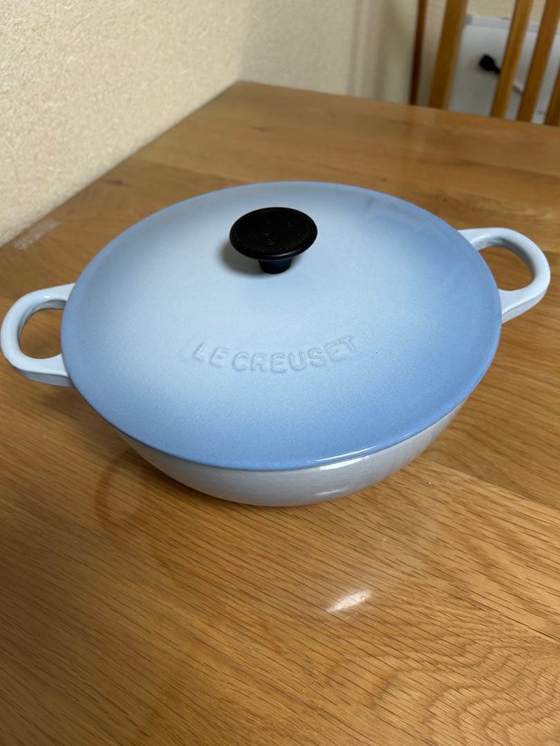 LE CREUSET ル・クルーゼ　ライトブルー　マルミット両手鍋 22cm