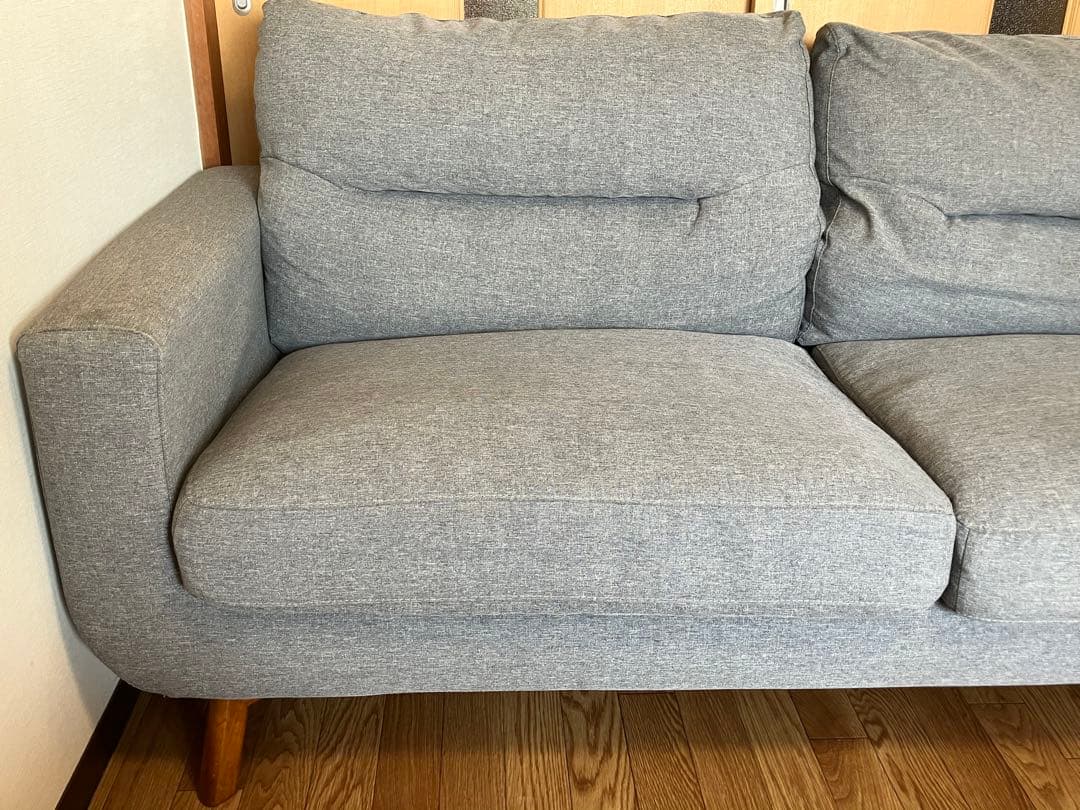 ニトリ フィルン 3人用ソファ ミドルグレー ポケットコイル フェザー