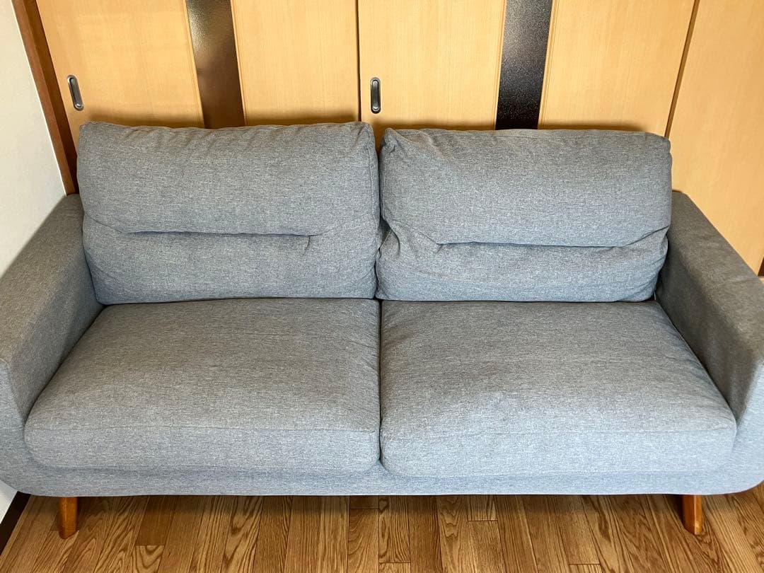 ニトリ フィルン 3人用ソファ ミドルグレー ポケットコイル フェザー