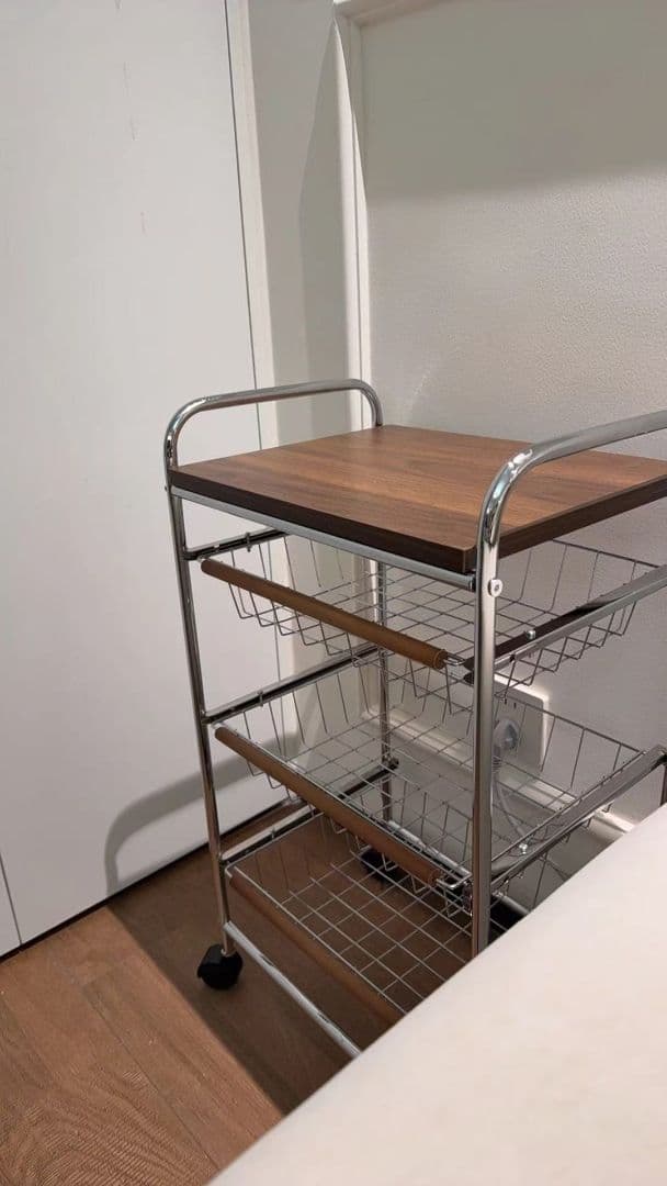 キャスター付き3段収納ラック