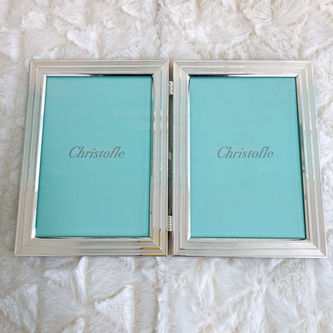 【希少✨】クリストフル　フォトフレーム　写真立て　2つ折り　ダブルフレーム