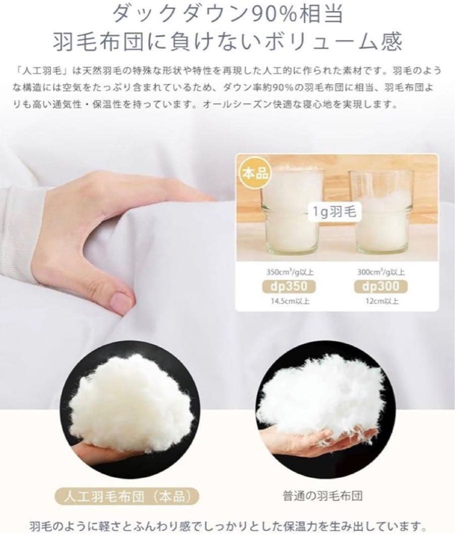 49 【羽毛より暖かい】 2個セット 洗える掛け布団 宇宙服素材 爆暖 グレー