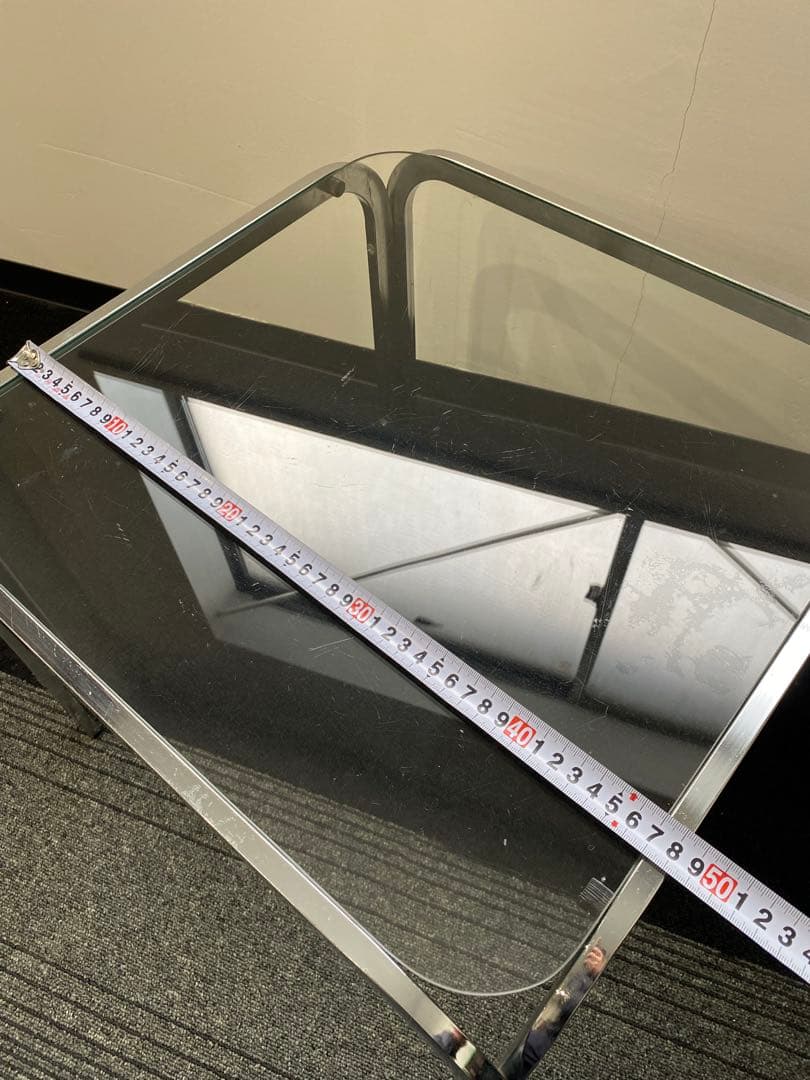 スペースエイジ　ガラステーブル　メッキ　ミッドセンチュリー