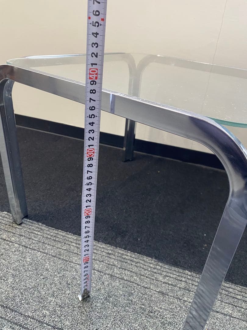 スペースエイジ　ガラステーブル　メッキ　ミッドセンチュリー