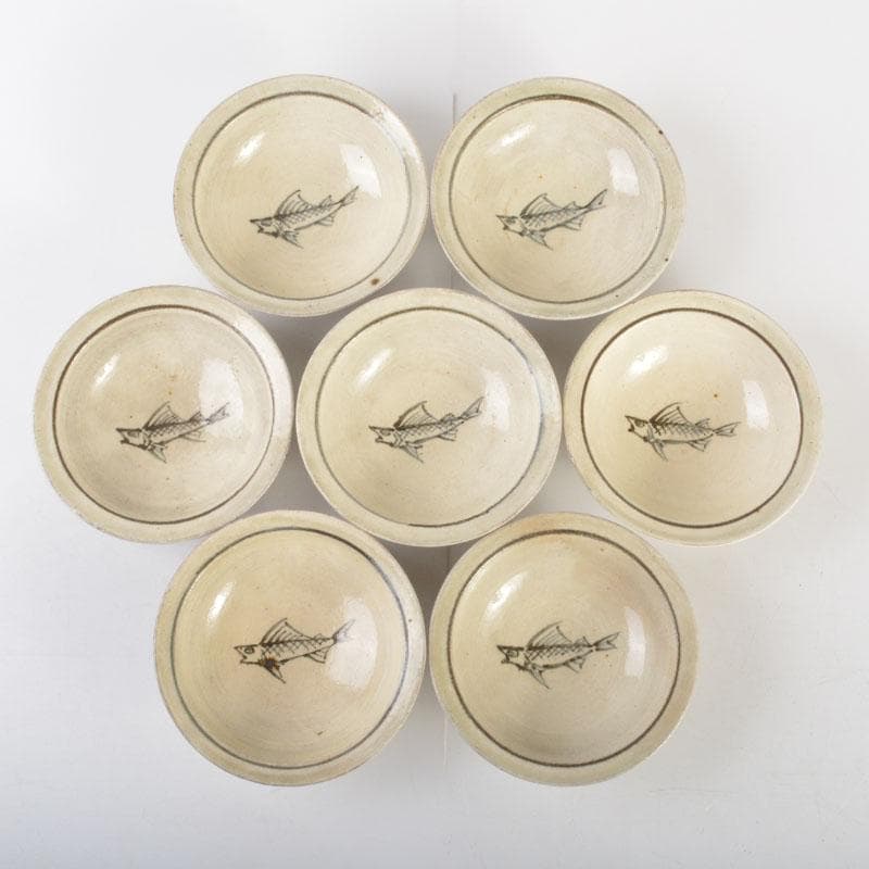 和食器 吉良々窯 加藤泥二作 泥彩魚文 向付 七客 共箱 C 6804A - メルカリ