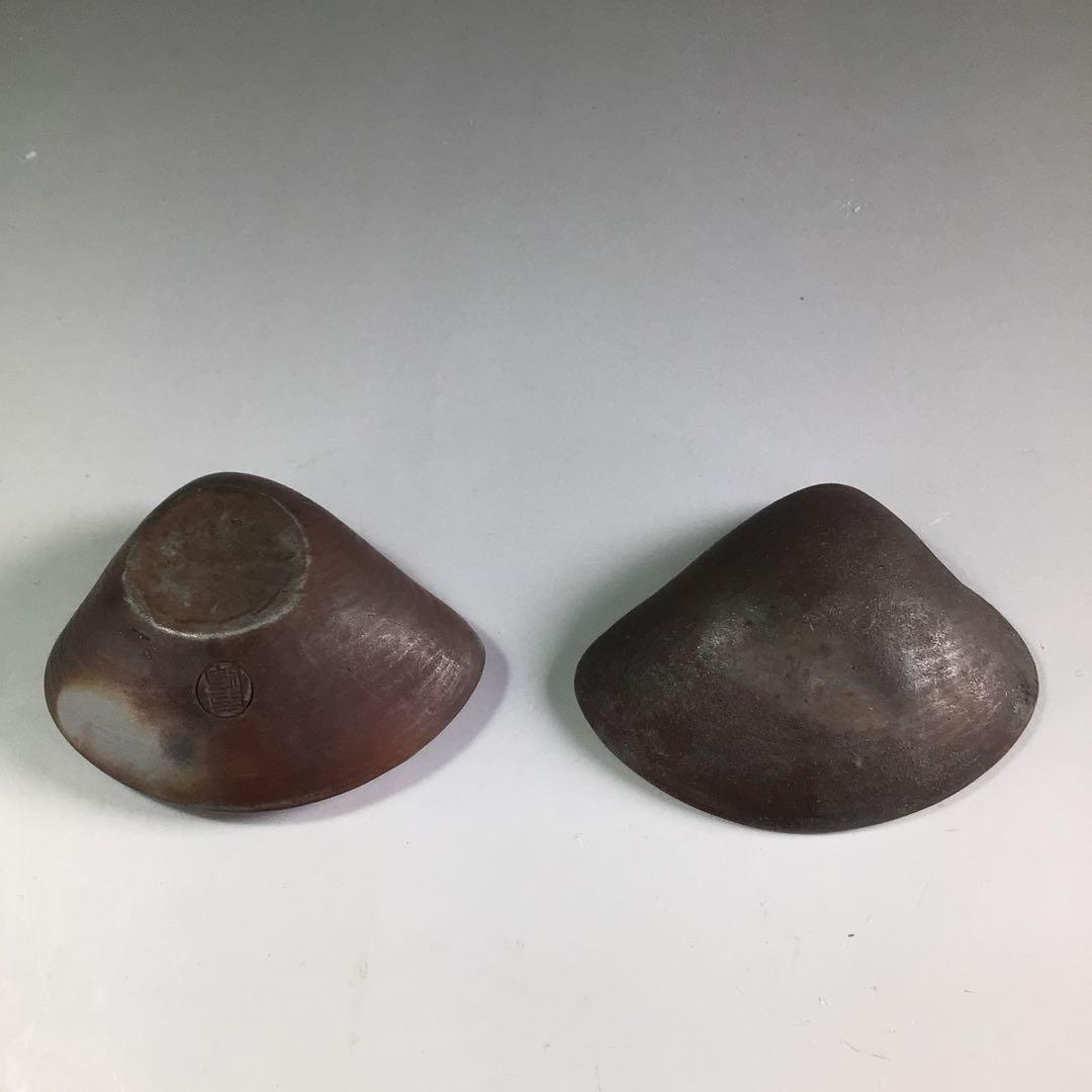 P835 香合 『備前焼』『木村陶峰造』『蛤香合』 共箱 茶道具