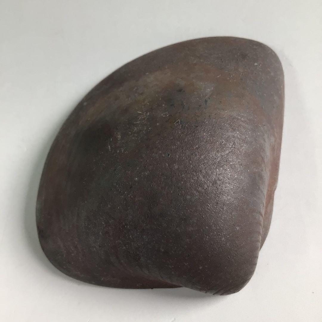 P835 香合 『備前焼』『木村陶峰造』『蛤香合』 共箱 茶道具