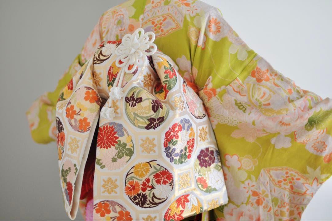 七五三 アンティーク 7歳 ハーフ成人式 フルセット 正絹 西陣織 女の子 着物