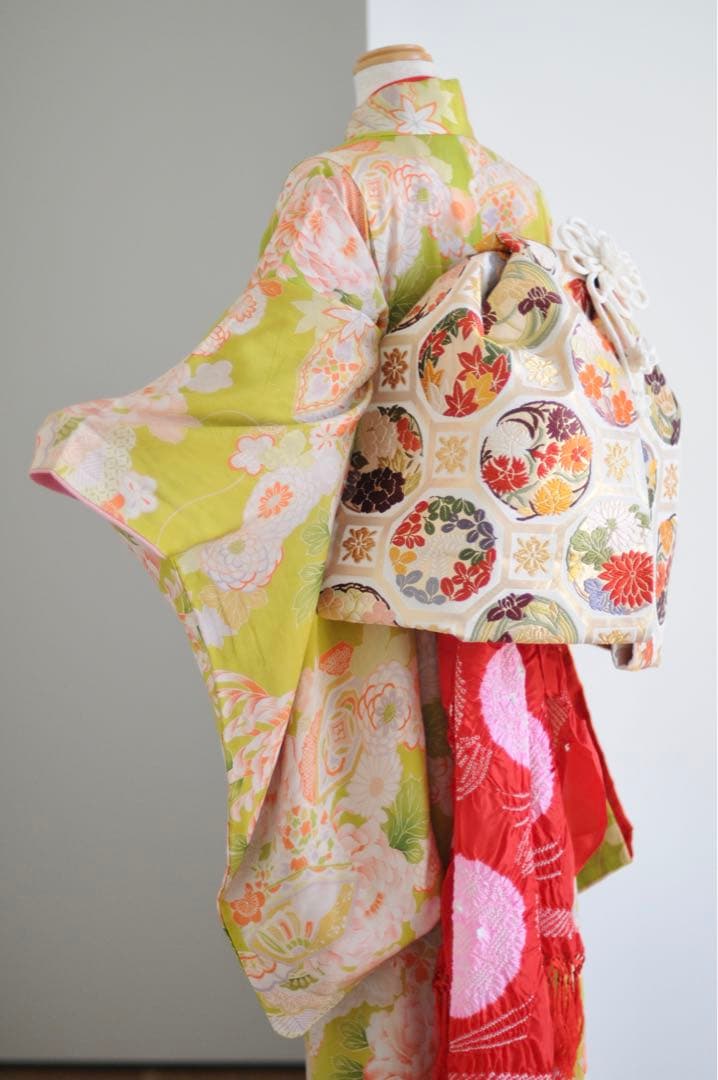 七五三 アンティーク 7歳 ハーフ成人式 フルセット 正絹 西陣織 女の子 着物