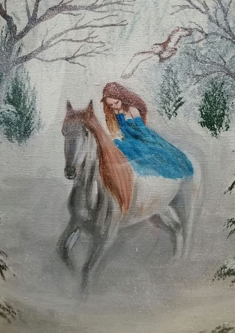 絵画　アクリル絵　アクリル絵の具　神話 キャンバス　額縁　馬