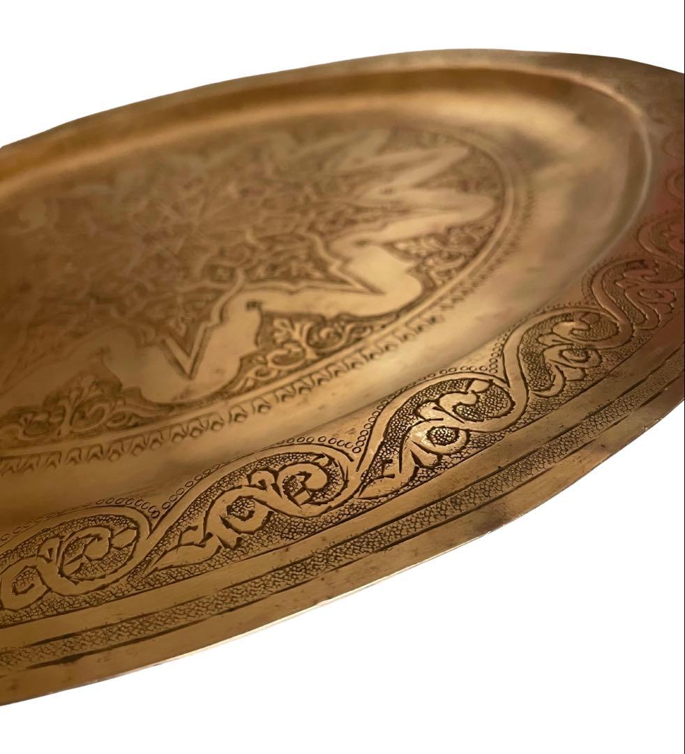 モロッコ製 ヴィンテージ 真鍮 トレイ テーブル 大皿 ゴールド プレート
