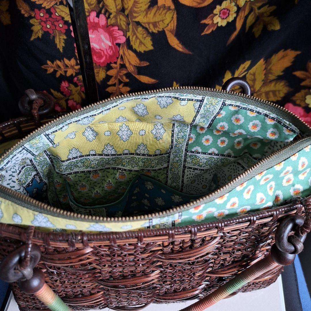 ハンドメイド作品 籐 かごバッグ ハンドバッグ