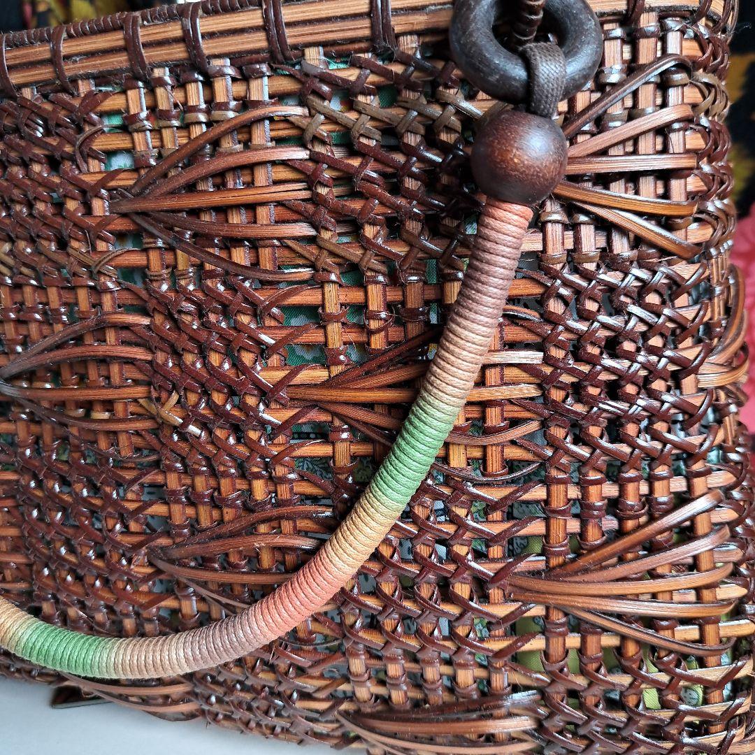 ハンドメイド作品 籐 かごバッグ ハンドバッグ