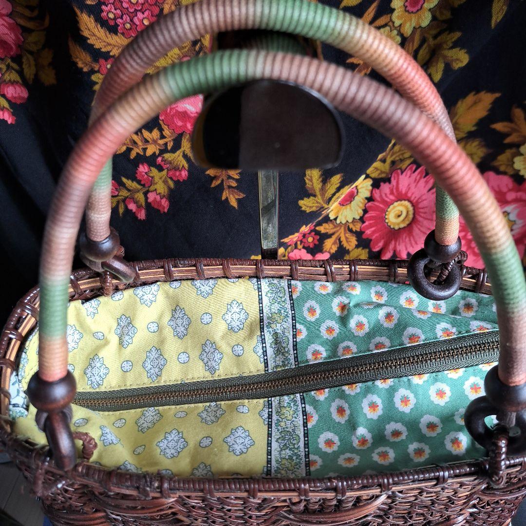 ハンドメイド作品 籐 かごバッグ ハンドバッグ