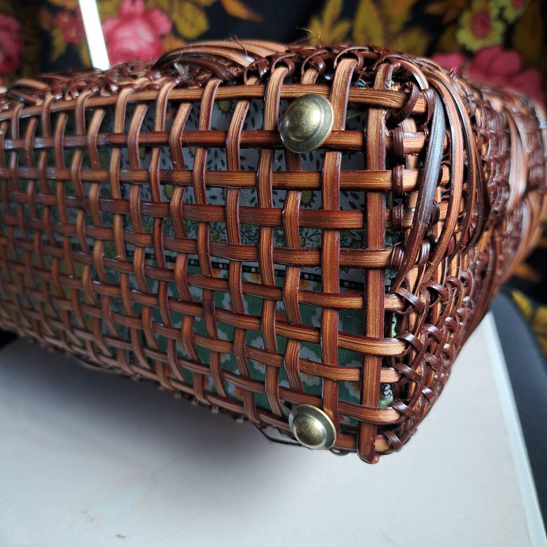 ハンドメイド作品 籐 かごバッグ ハンドバッグ