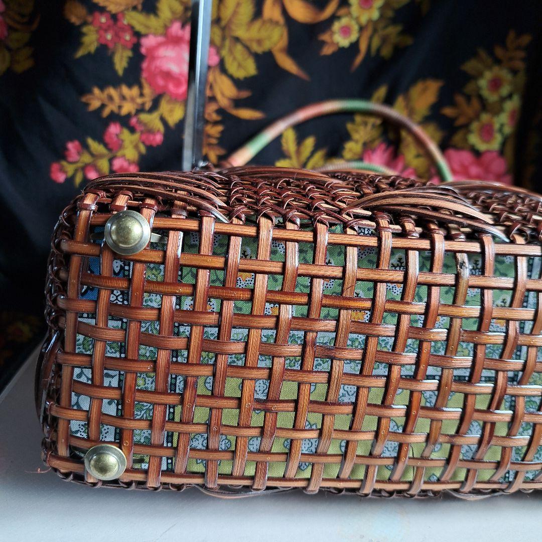 ハンドメイド作品 籐 かごバッグ ハンドバッグ