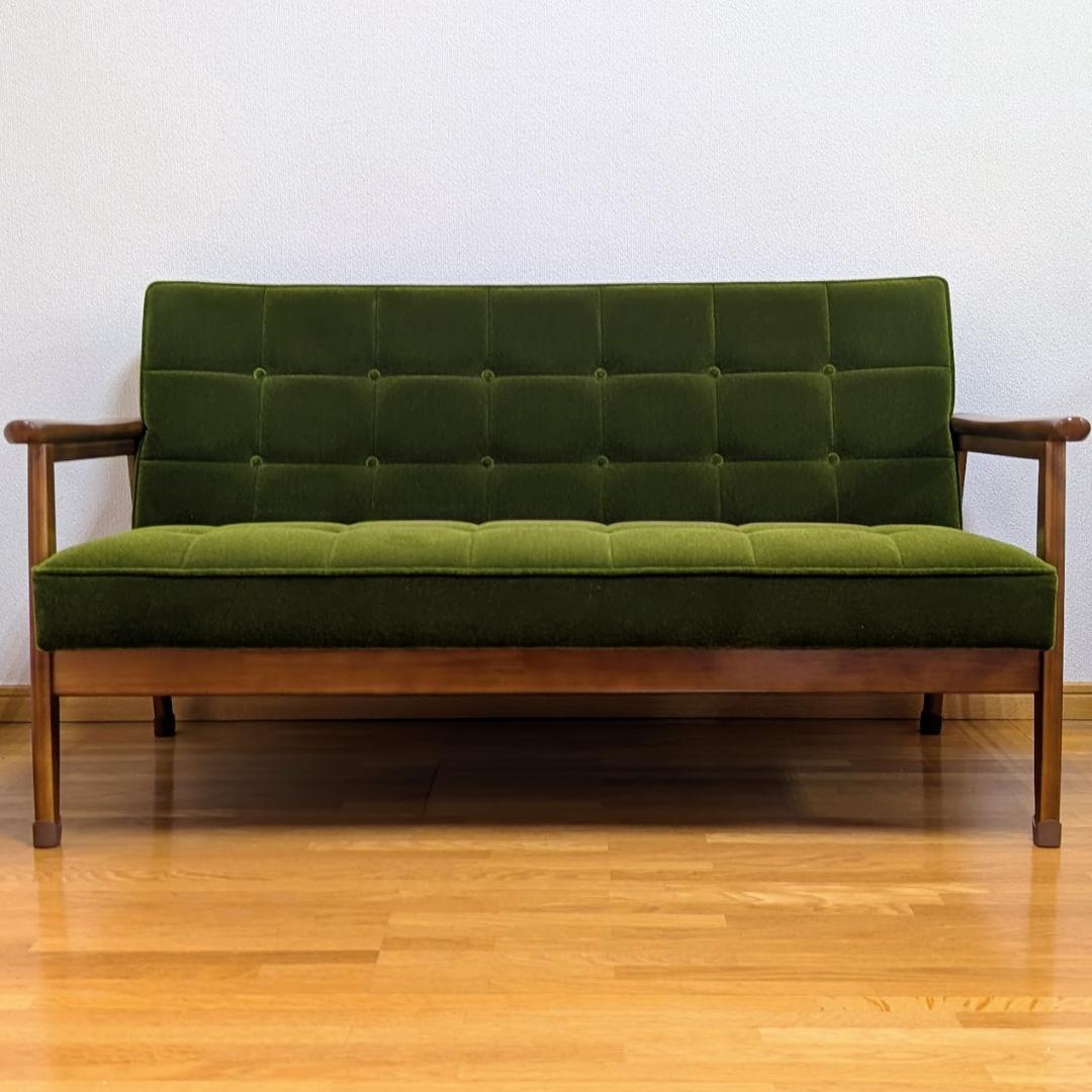 カリモク60 Kチェア モケットグリーン 2人掛けソファ